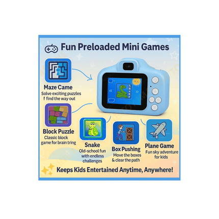 Kids Digital Camera Toy with USB Charging, Lanyard & HD Photo Capture – Pink & Blue