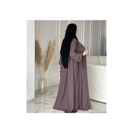 Premium Nida Open Abaya with Shawl – Tie-Sleeve Design & Inner Sleeveless Model
