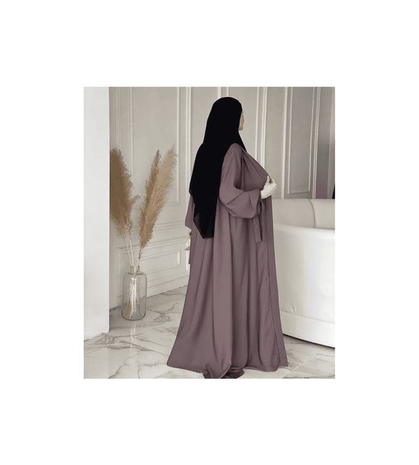 Premium Nida Open Abaya with Shawl – Tie-Sleeve Design & Inner Sleeveless Model