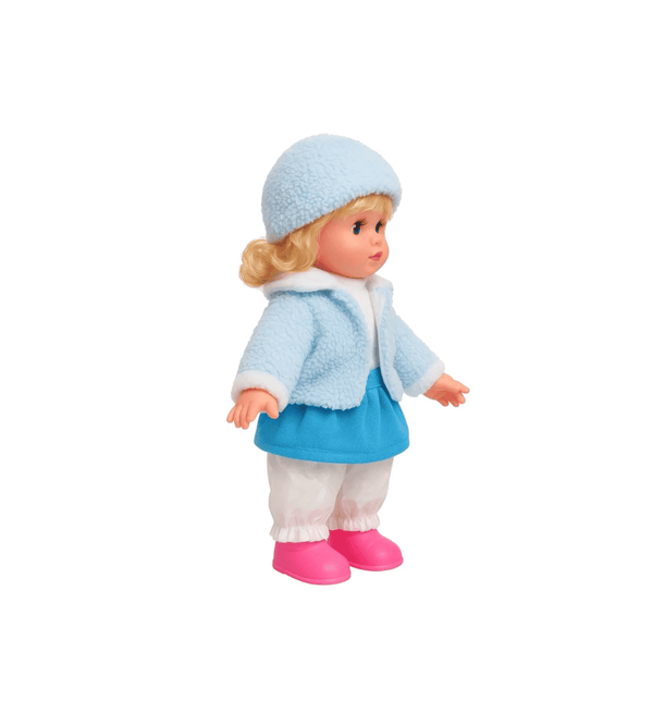 Winter Cozy Musical Light-Up Dress Doll – Blue Outfit with Pink Boots