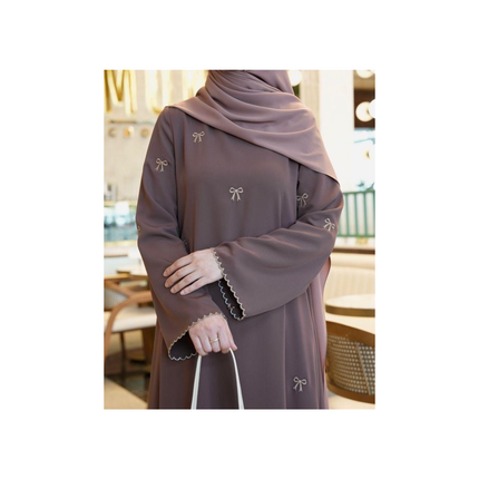 Bow Embroidered Premium Gulf Abaya With Shawl