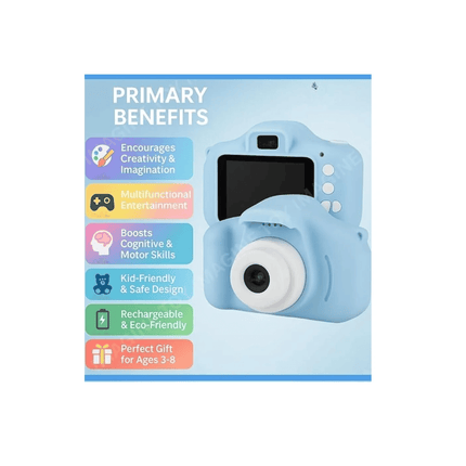 Kids Digital Camera Toy with USB Charging, Lanyard & HD Photo Capture – Pink & Blue