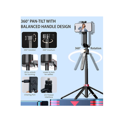 AI Auto face tracking selfies stick -360°rotation tripod
