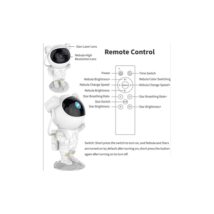Astronaut Galaxy Star Projector Night Light with Remote Control & USB Power