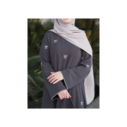 Bow Embroidered Premium Gulf Abaya With Shawl