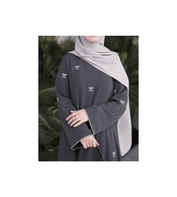 Bow Embroidered Premium Gulf Abaya With Shawl