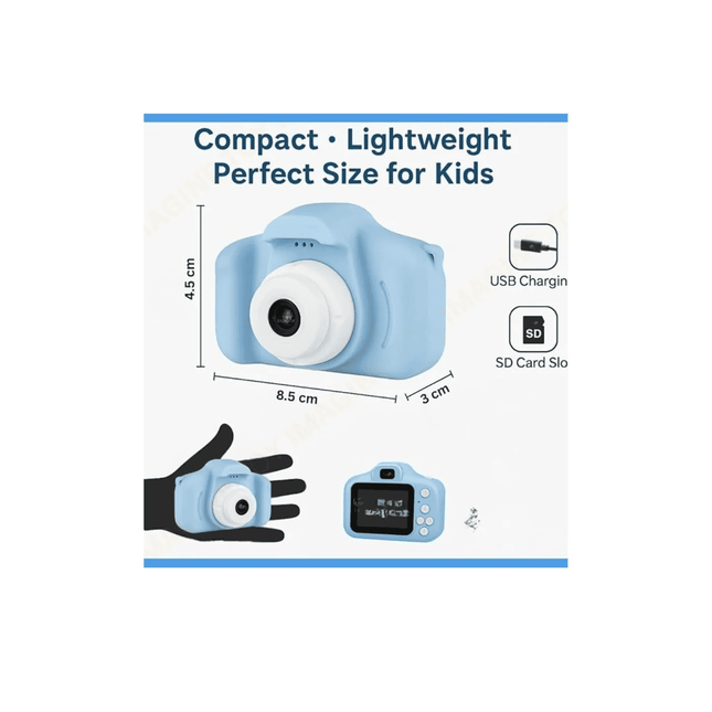 Kids Digital Camera Toy with USB Charging, Lanyard & HD Photo Capture – Pink & Blue