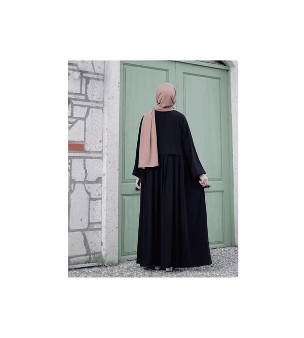 Premium Navy Blue Layered Gulf Abaya With Matching Shawl