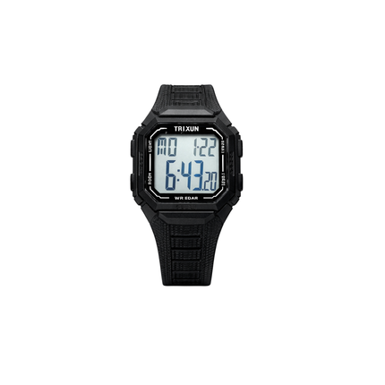 Trixun Black Digital Sports Watch for Men – Square Dial, LED Display, Water Resistant