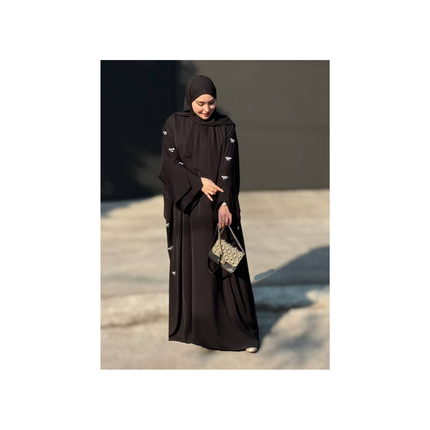 Thread-Embroidered Farosha Abaya With Shawl