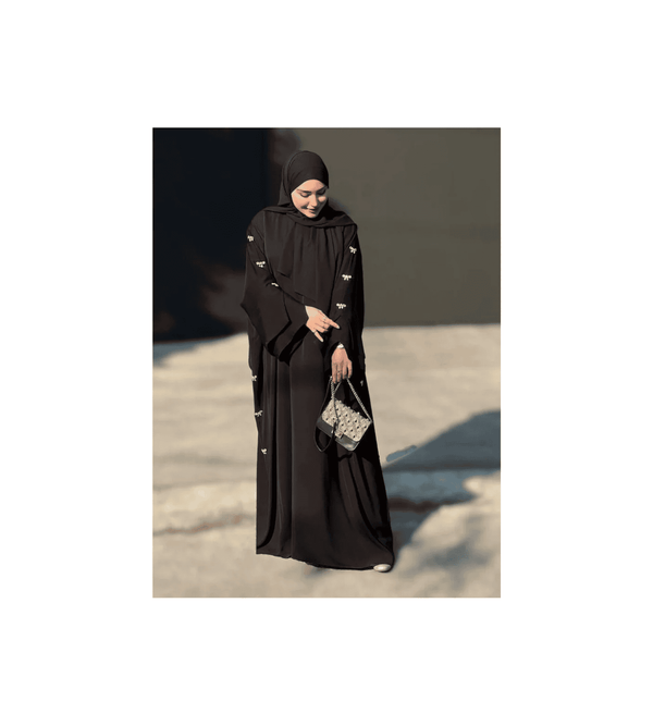 Thread-Embroidered Farosha Abaya With Shawl