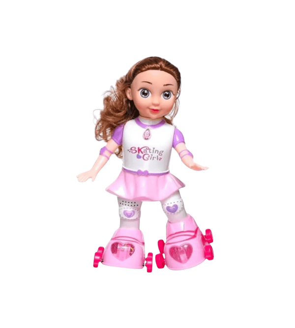 Skating Girl Musical Doll with Lights with white and pink dress