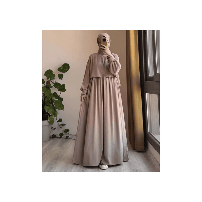 Dusty Rose Scallop Detail Gulf Abaya