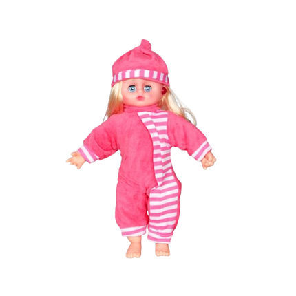 Pink Musical Push-to-Play Baby Doll – Soft Dress Toy with Light Music