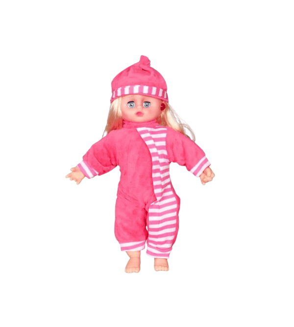 Pink Musical Push-to-Play Baby Doll – Soft Dress Toy with Light Music
