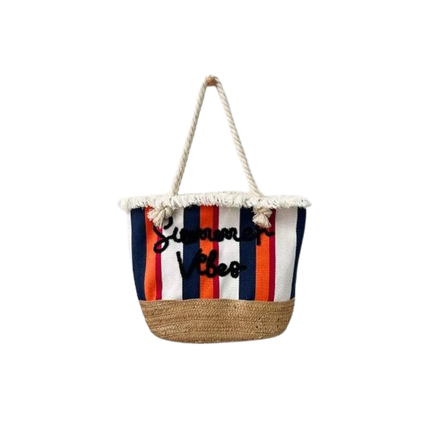 Orange ,black ,white combo jute tote bag