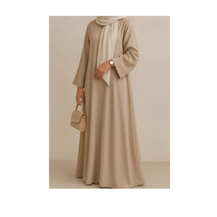 Elegant Plain Beige gulf Abaya with shawl