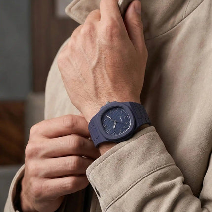 Men’s Navy Blue Square Dial Quartz Watch with plastic Strap