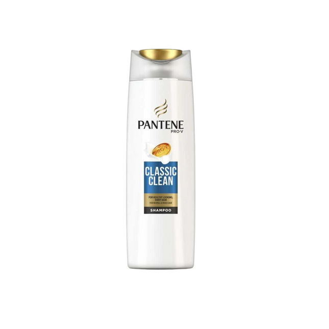Pantene Classic Clean shampoo bottle on a white background