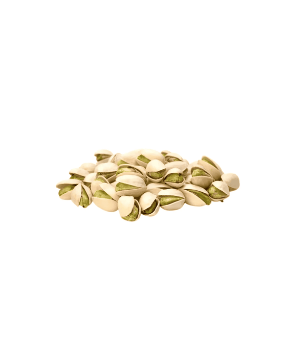 Bunch of pistachios on a white background