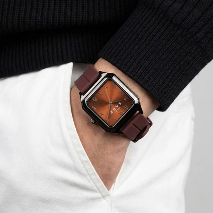 SABR Square Arabic Numerals Analogue Watch –  Silicone Strap (Unisex)