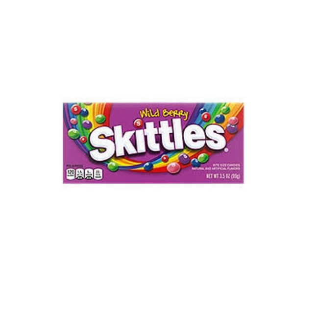 Skittles Wild Berry candy box on a white background